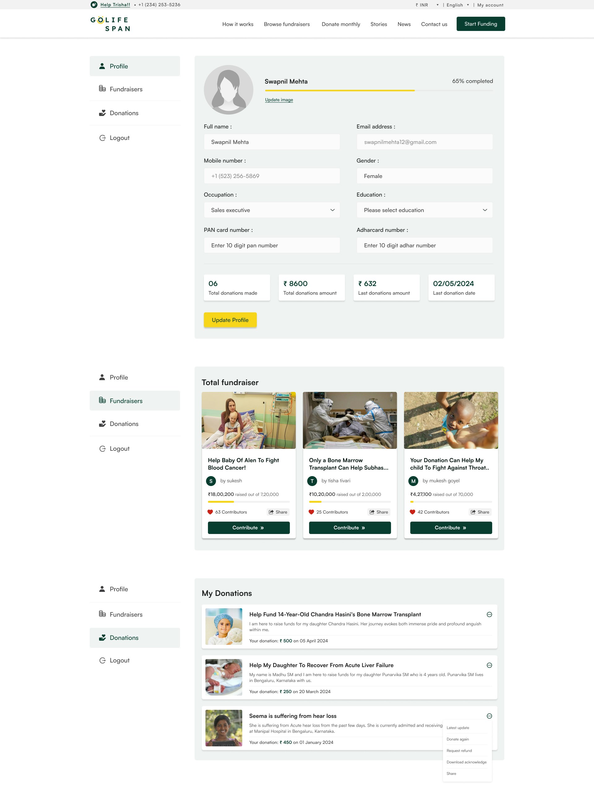 Golife Fundraising Website Template HTML gallery image