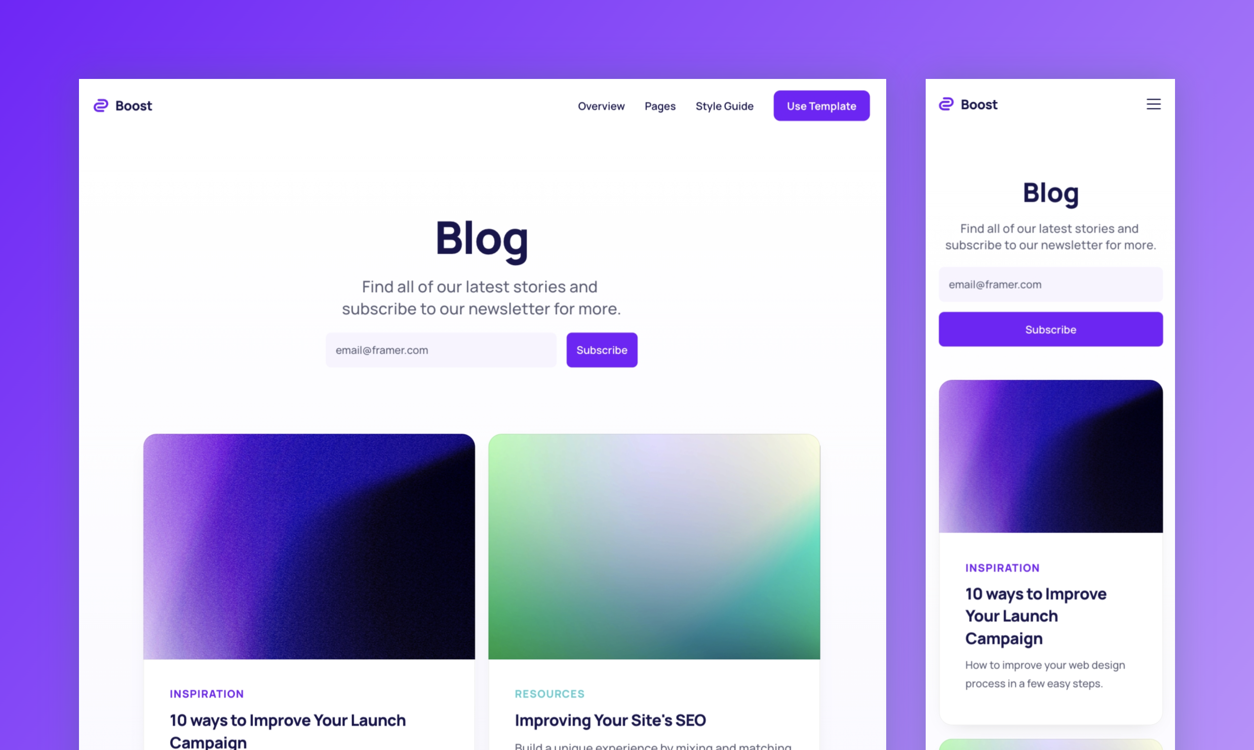 Boost: plantilla de sitio web libre para Framer media 4