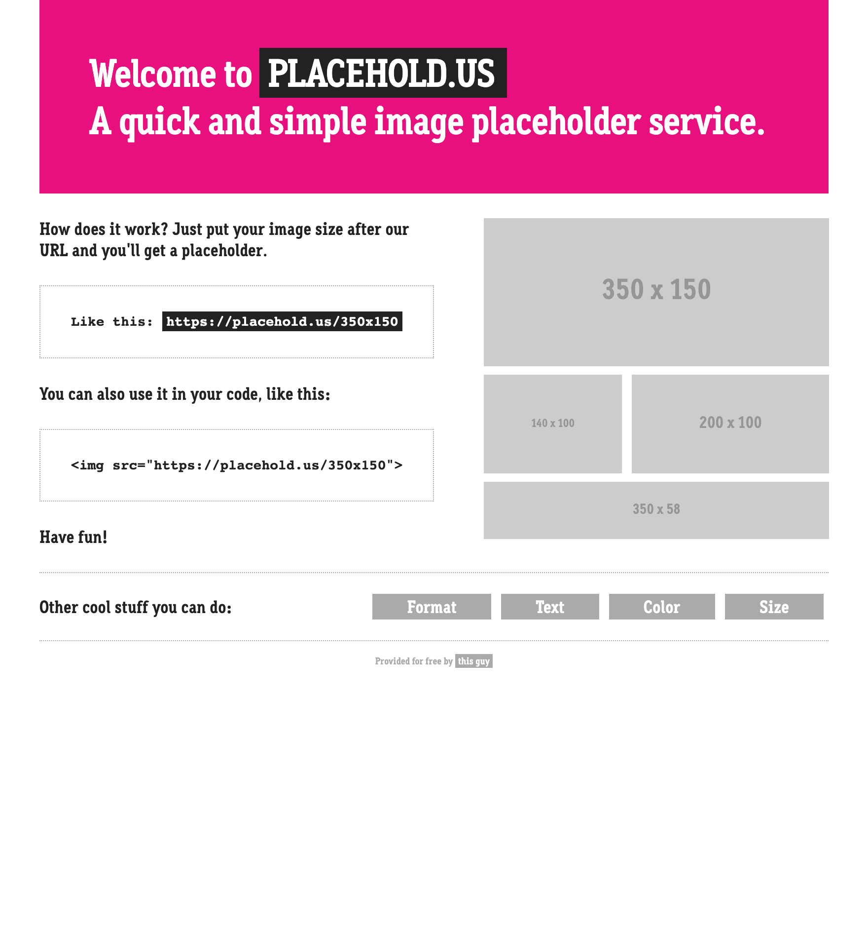 Placehold.us - Screenshot 2 showing product features and functionality
