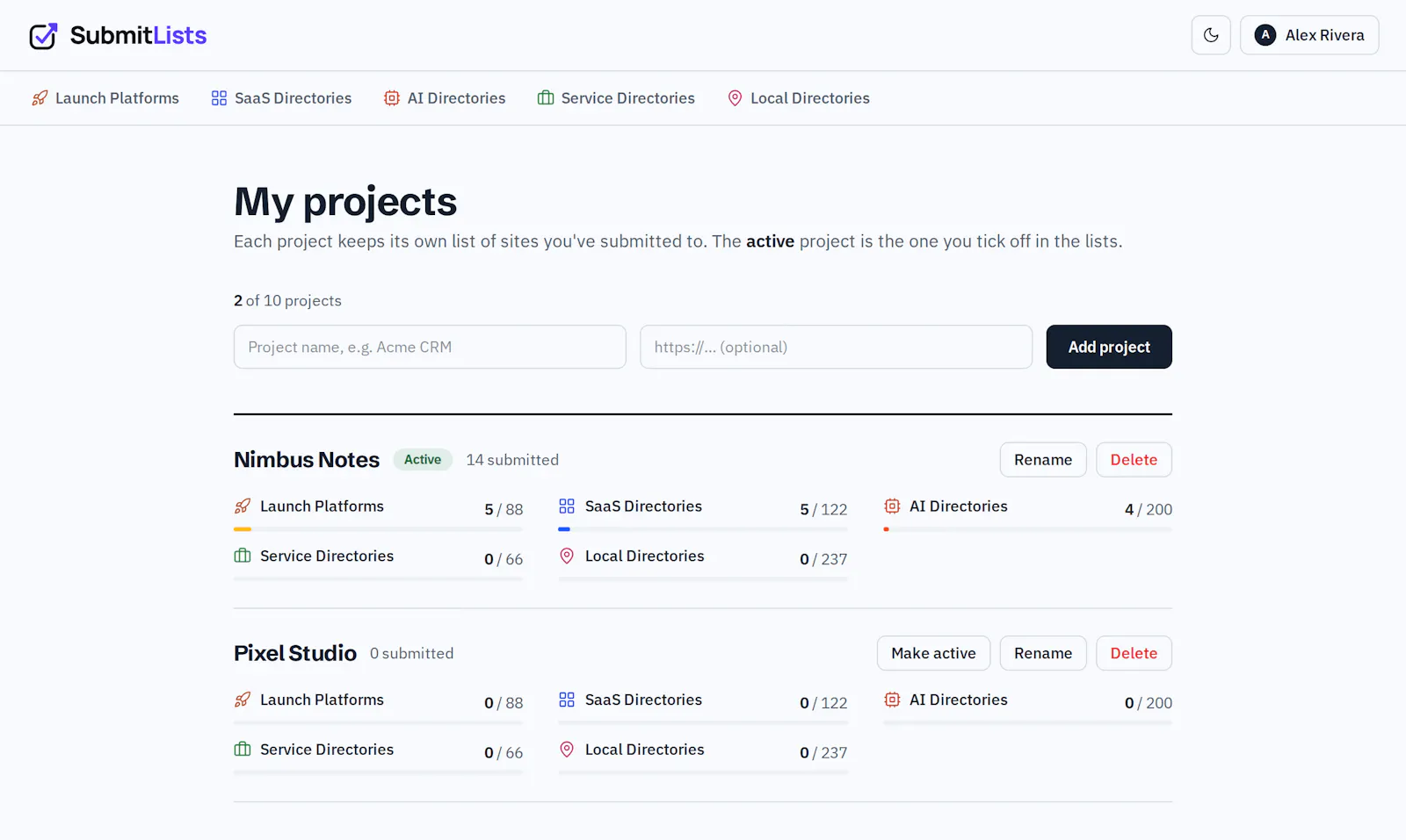 SubmitLists screenshot 2