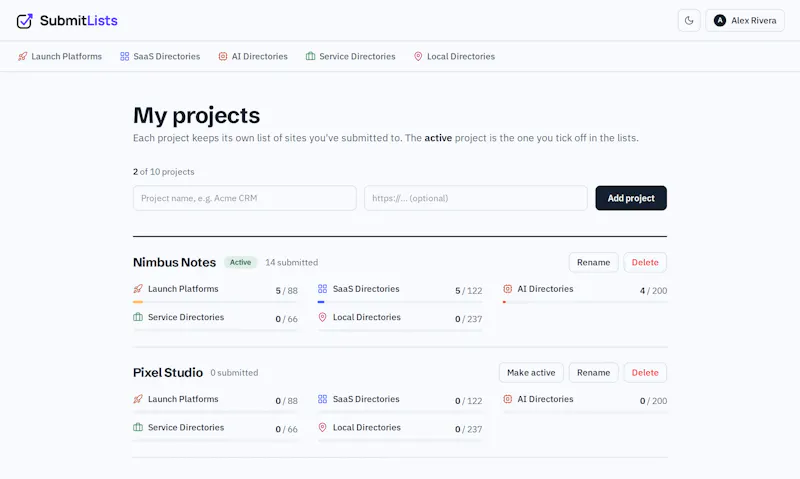 SubmitLists screenshot 2