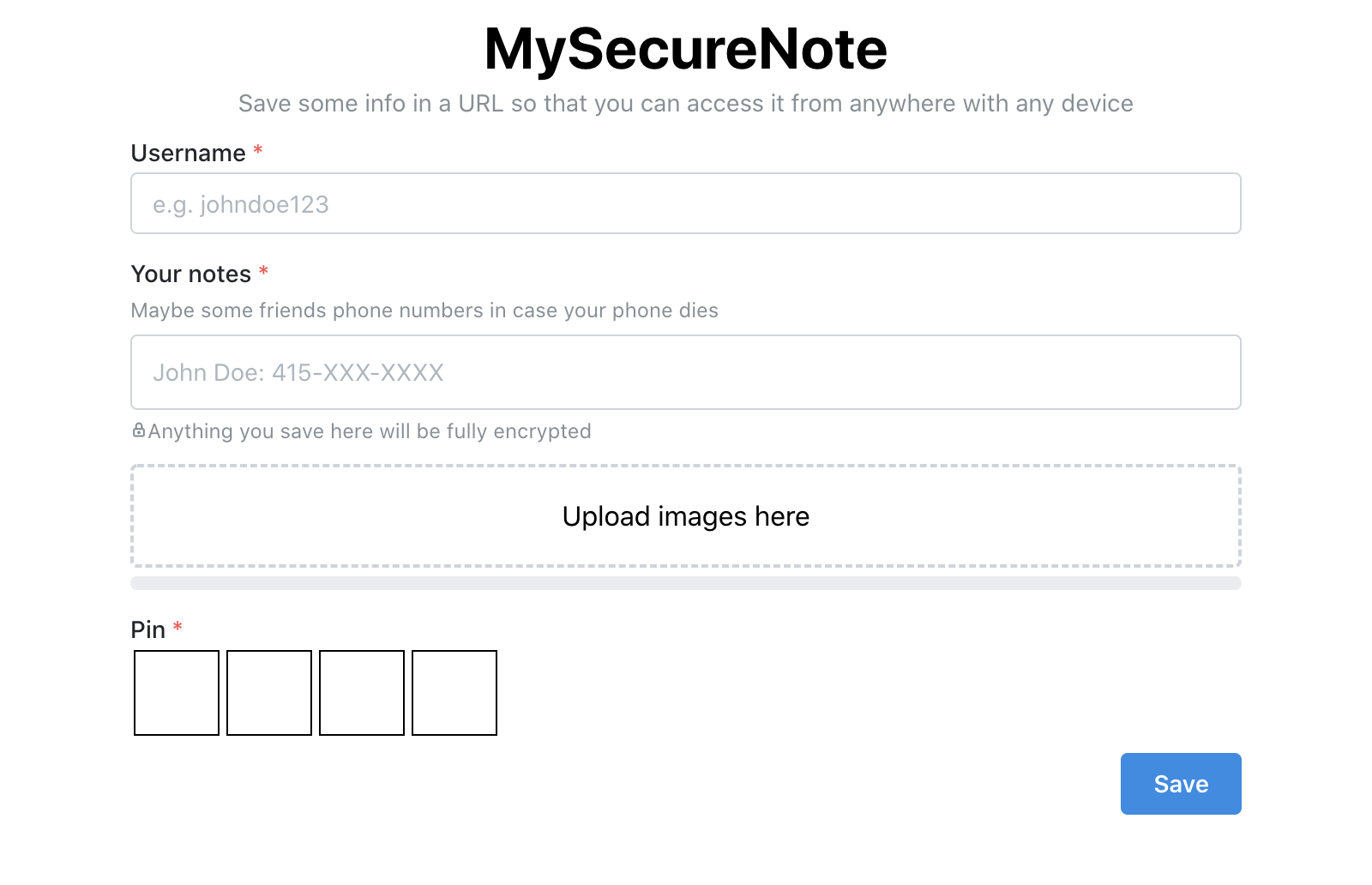 mysecurenote - 텍스트와 사진을 공개 핀 보호 URL에 저장 미디어 1