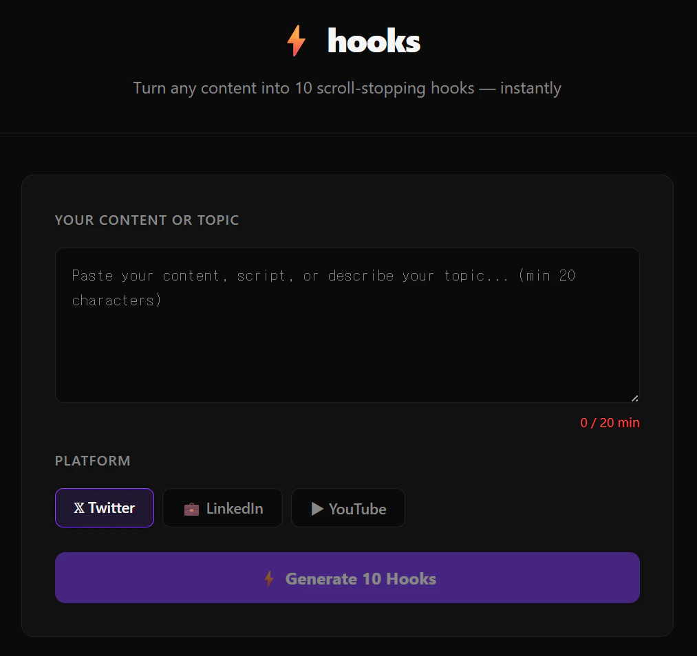 Hooks — Generate 10 hooks instantly logo