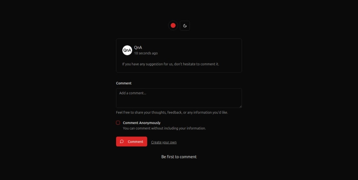 Qna - Un'app Web in cui è possibile condividere il link e ottenere una risposta onesta. media 3