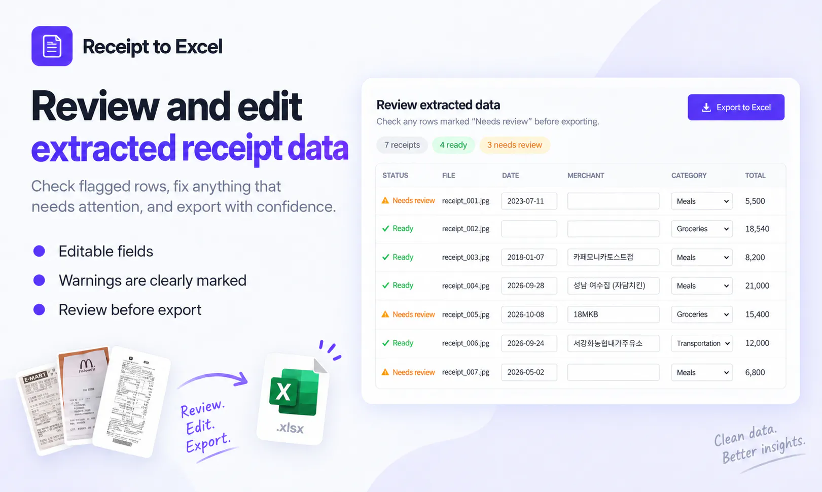 Receipt to Excel gallery image