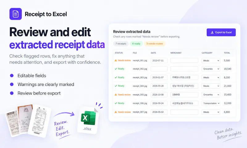 Receipt to Excel screenshot 3