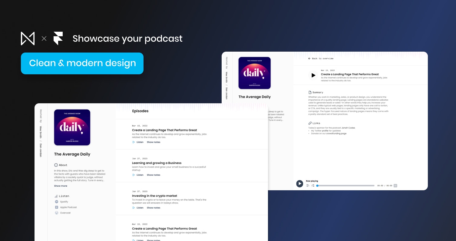 팟 캐스트 - Framer 용 All-In-One Podcast 웹 사이트 템플릿 미디어 2