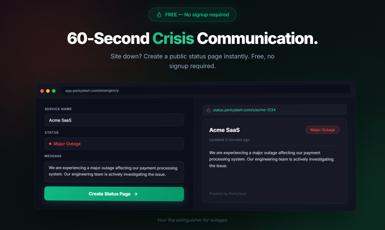 PerkyDash - Main product screenshot demonstrating key features and user interface