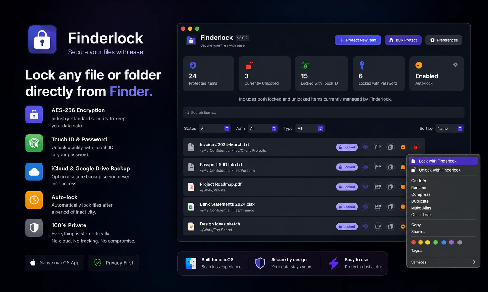 Finderlock screenshot 1