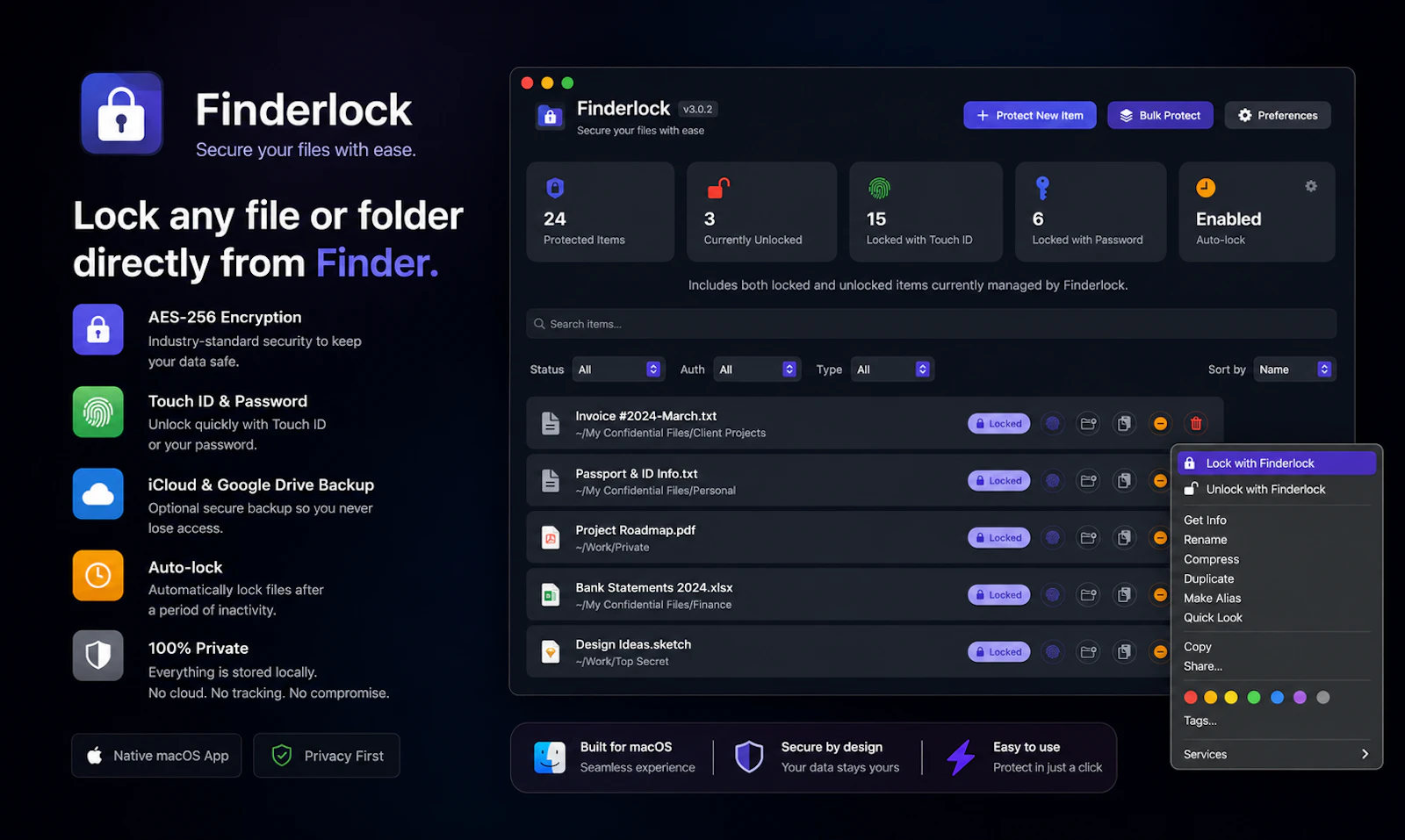 Finderlock screenshot 2