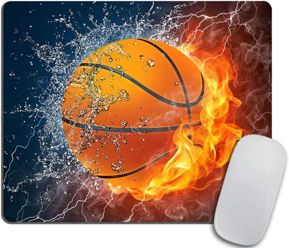 Mouse Pad Custom Basketball Ball in fire