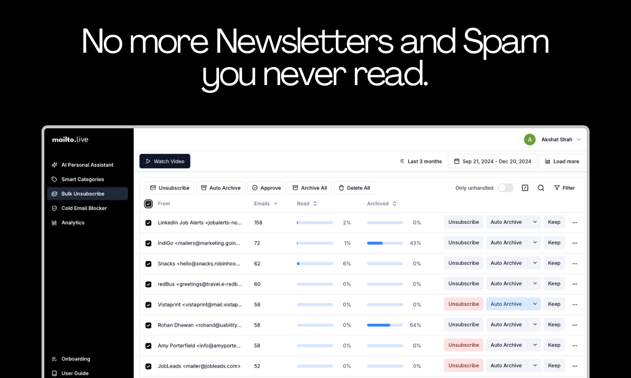 Mailo Live - AI E -mailbeheer & Gmail Cleanup Tool |Mailto live app media 3