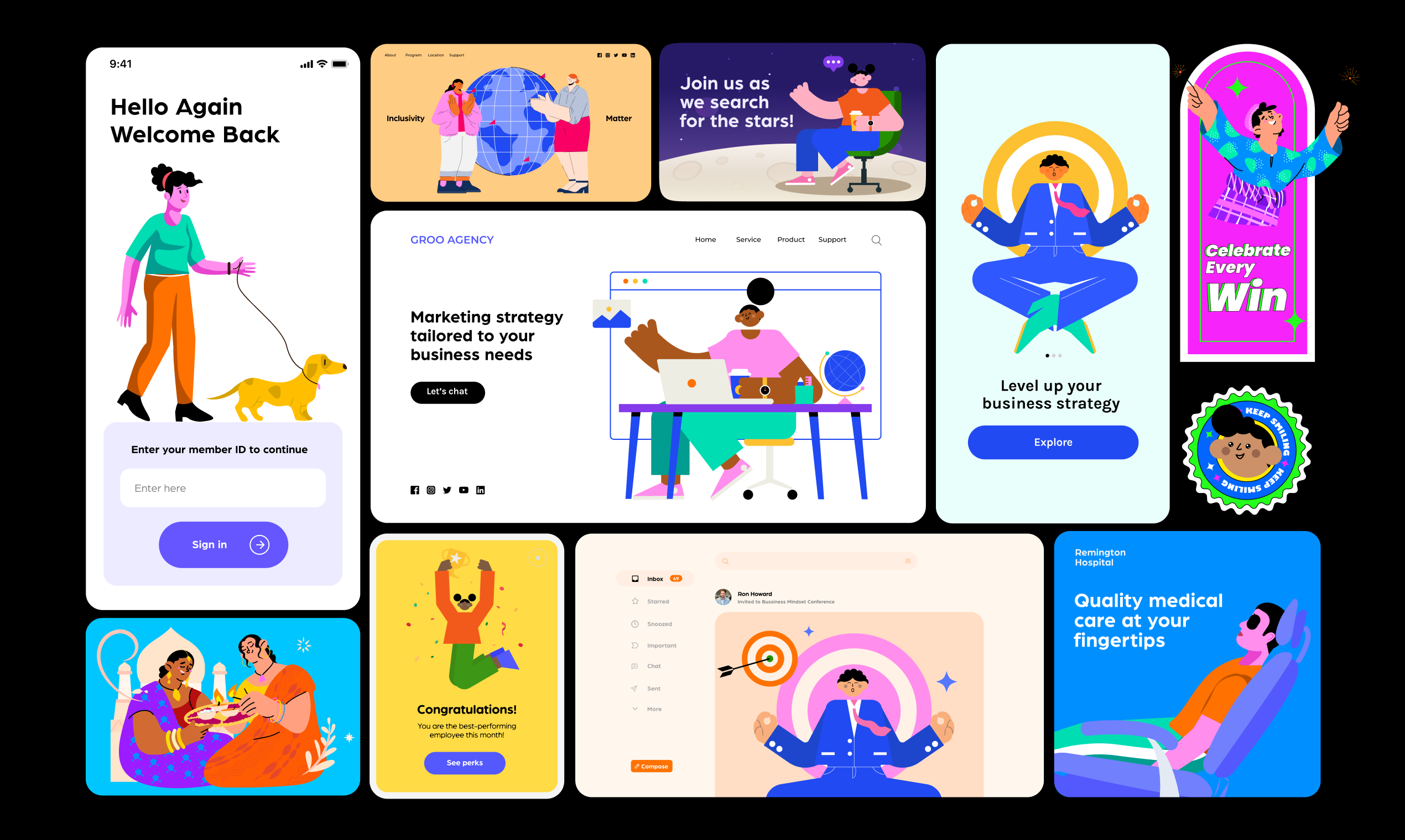 ICONSCOUT의 일러스트레이션 키트 - 끝없는 조합을 만듭니다 미디어 5
