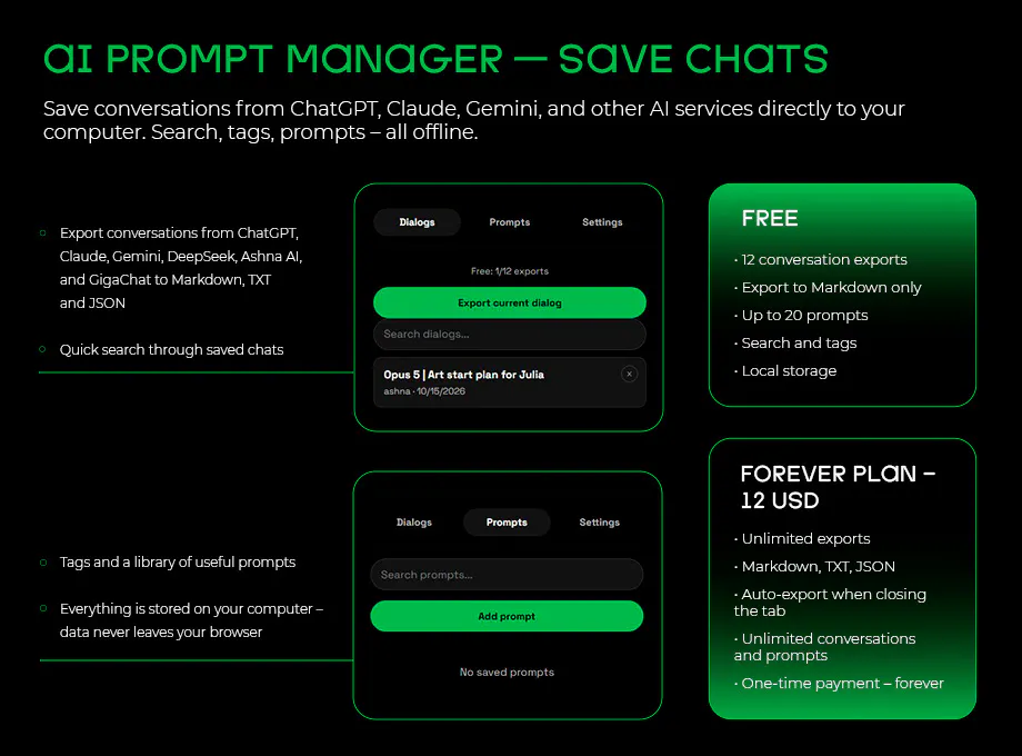 AI Dialogue Export / Prompt Manager gallery image