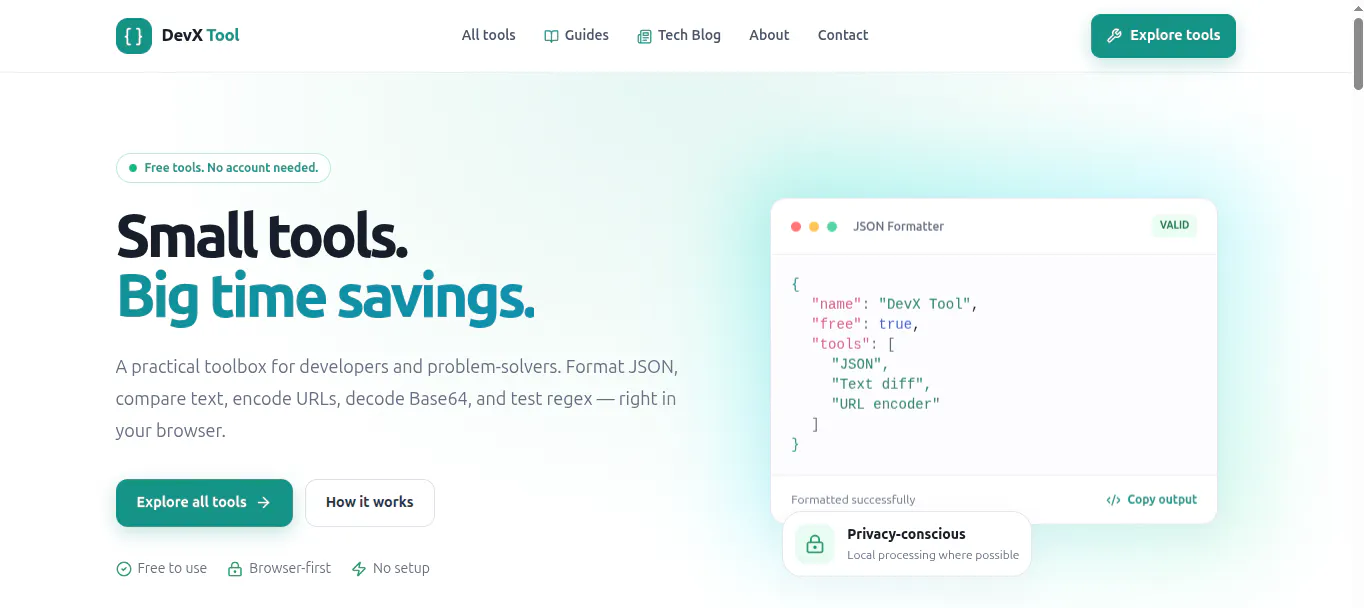 DevX Tool — Free Online Developer Suite gallery image