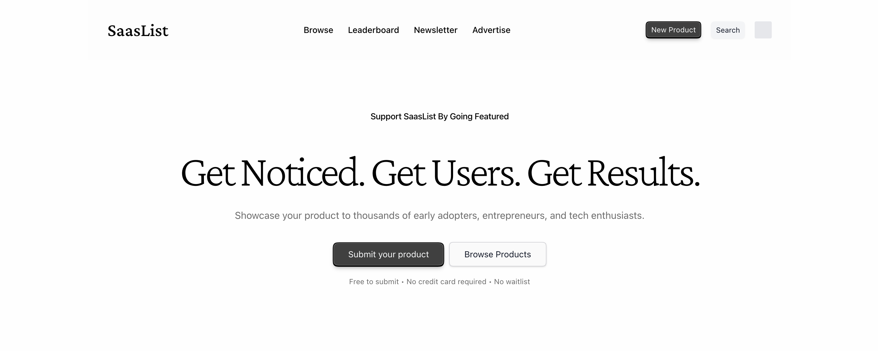 SaasList - Main product screenshot demonstrating key features and user interface