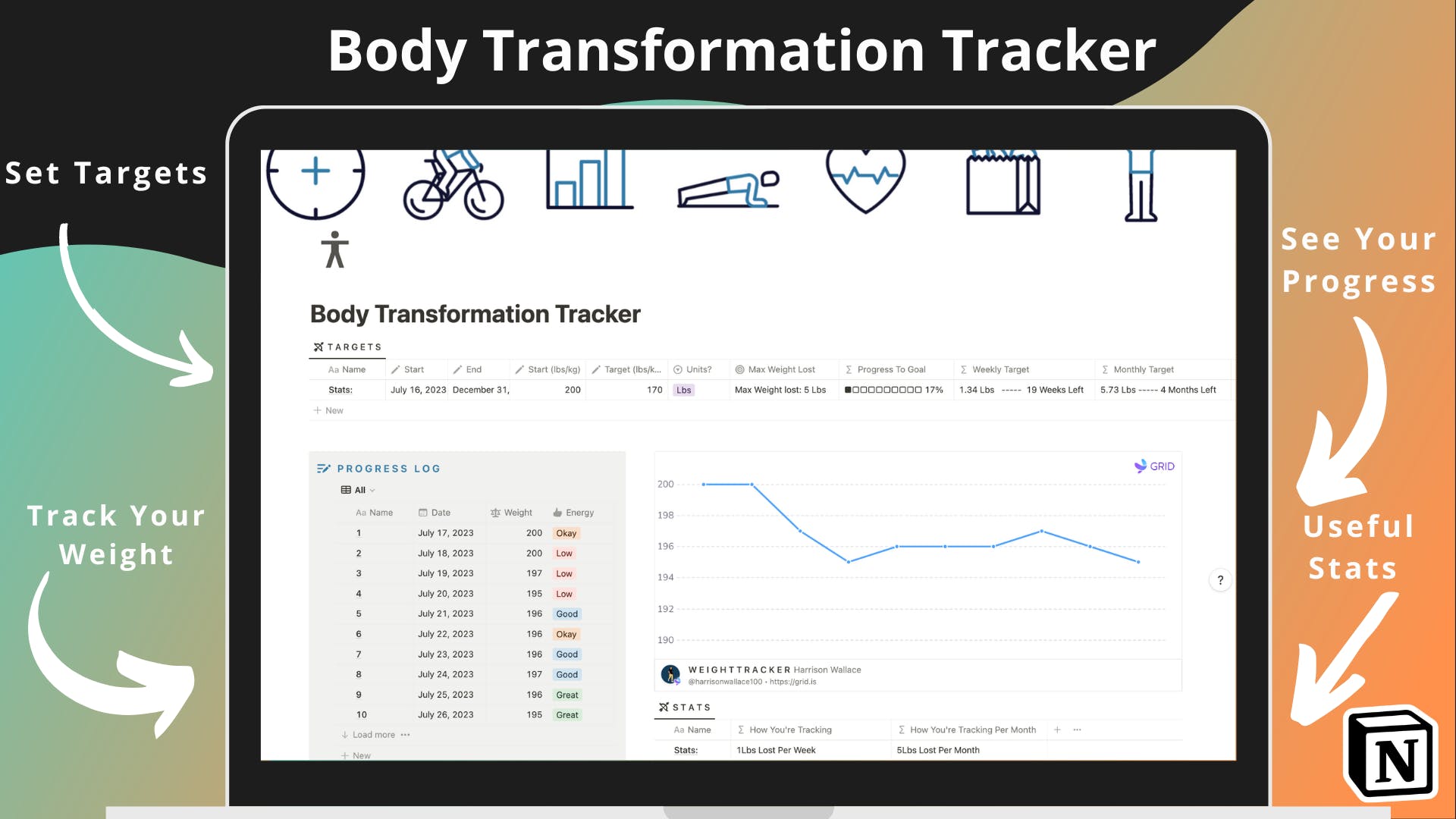 Body Transformation Notion Tracker media 1