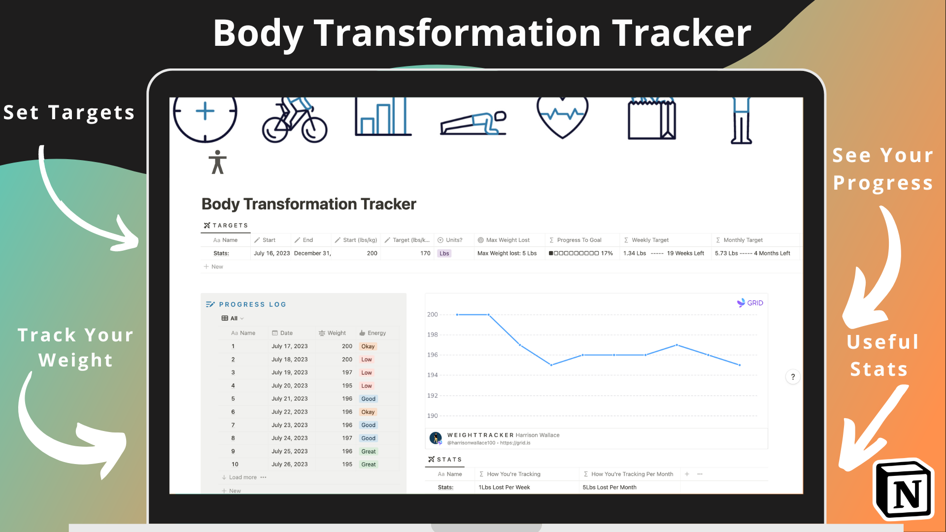 Média Tracker de notion de transformation du corps 1