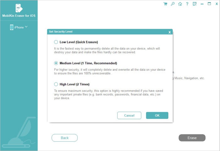 Mobikin borrador para iOS - 1 haga clic para borrar todos los datos en su iDevice media 3