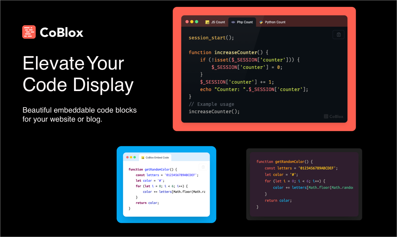COBLOX - Eleva il tuo codice, crea bellissimi blocchi di codice incorporabili media 1