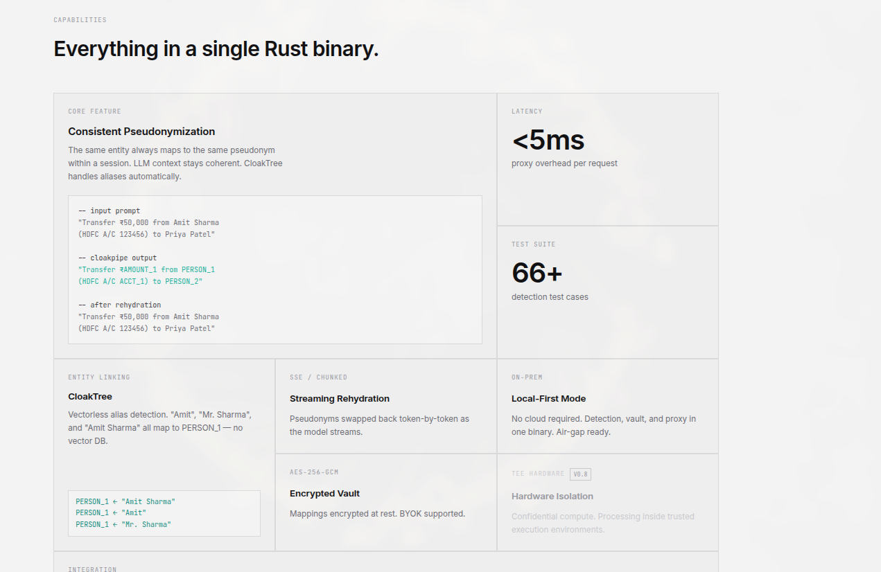 CloakPipe - Screenshot 2 showing product features and functionality