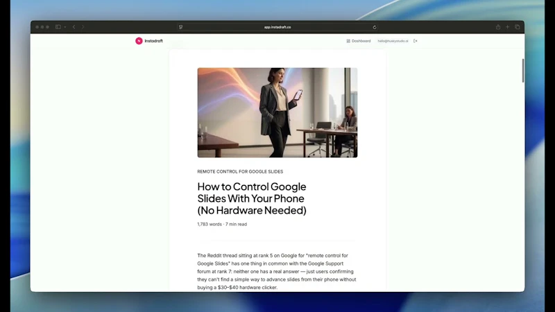 Instadraft screenshot 1 (video preview)