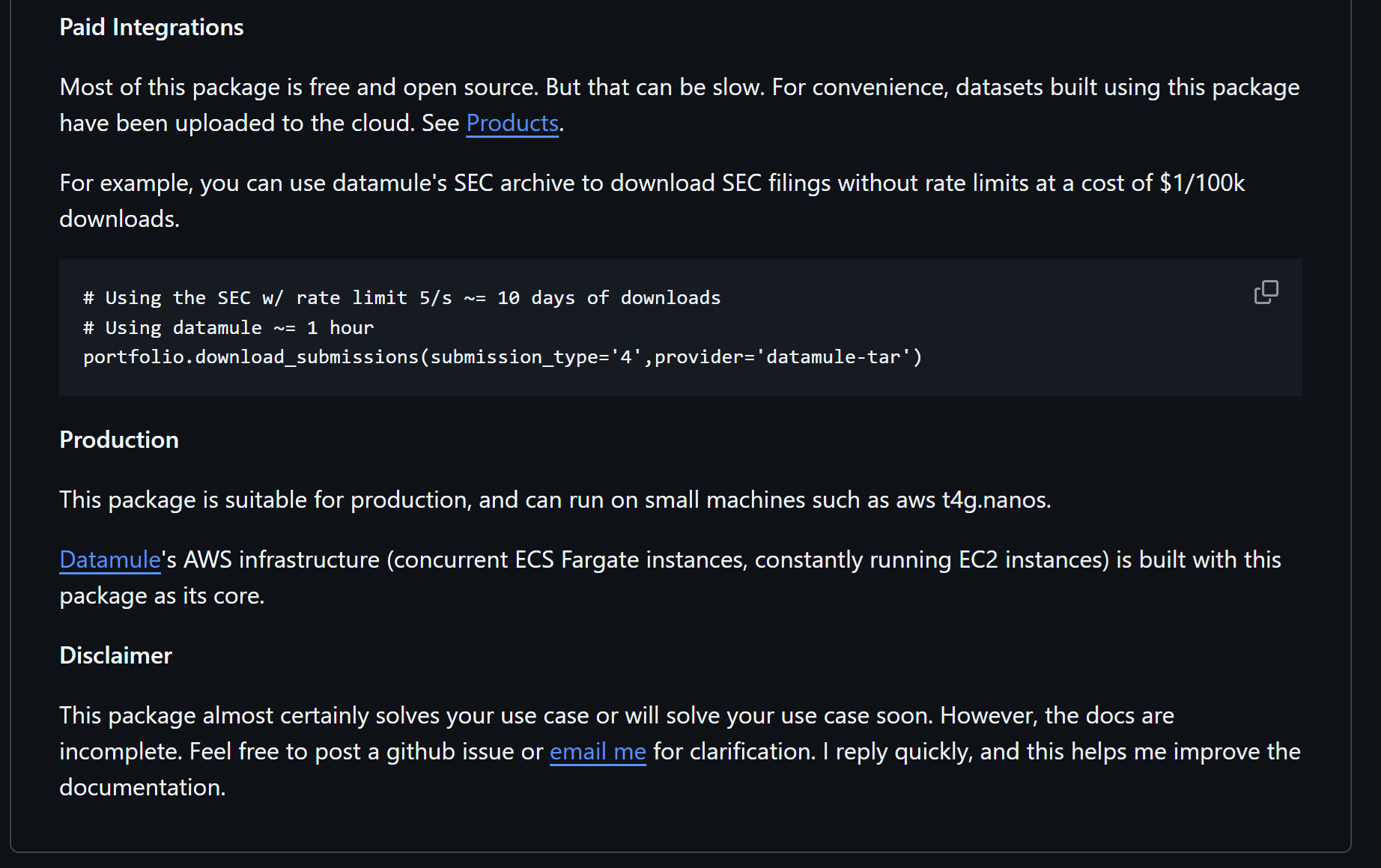 Datamule - Screenshot 3 showing product features and functionality