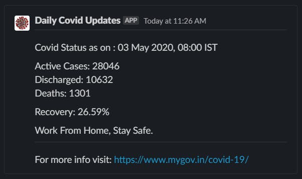 Daily Covid-19 Updates on Slack media 1
