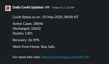 Daily Covid-19 Updates on Slack gallery image