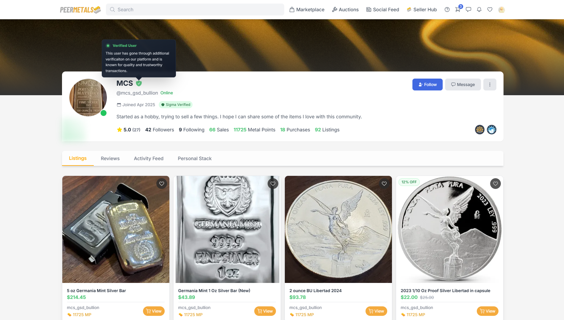 PeerMetals - Premium marketplace for precious metals media 7