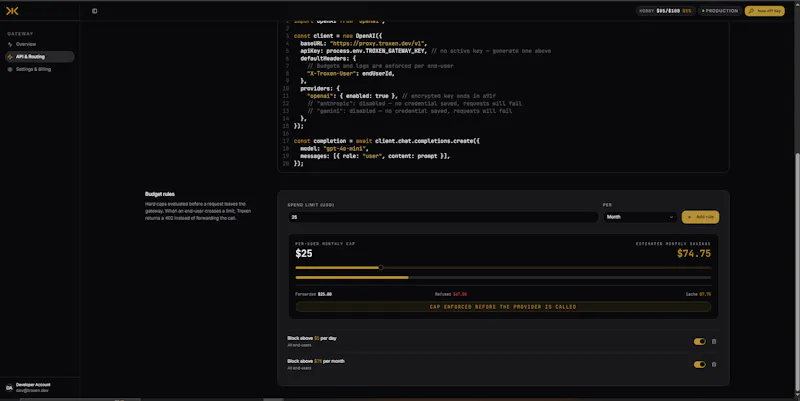 Troxen | Put a ceiling on your LLM spend screenshot 4