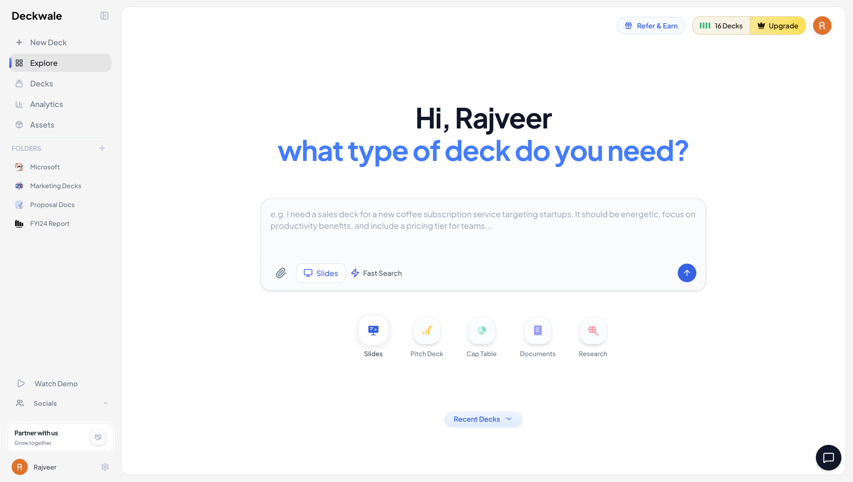 Deckwale AI Presentation Builder screenshot 1