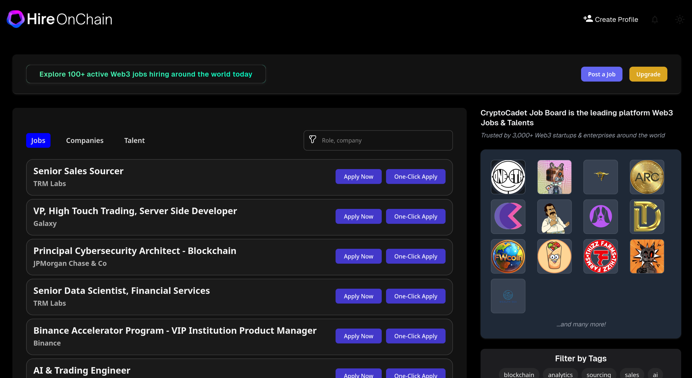 HireOnChain - Main product screenshot demonstrating key features and user interface