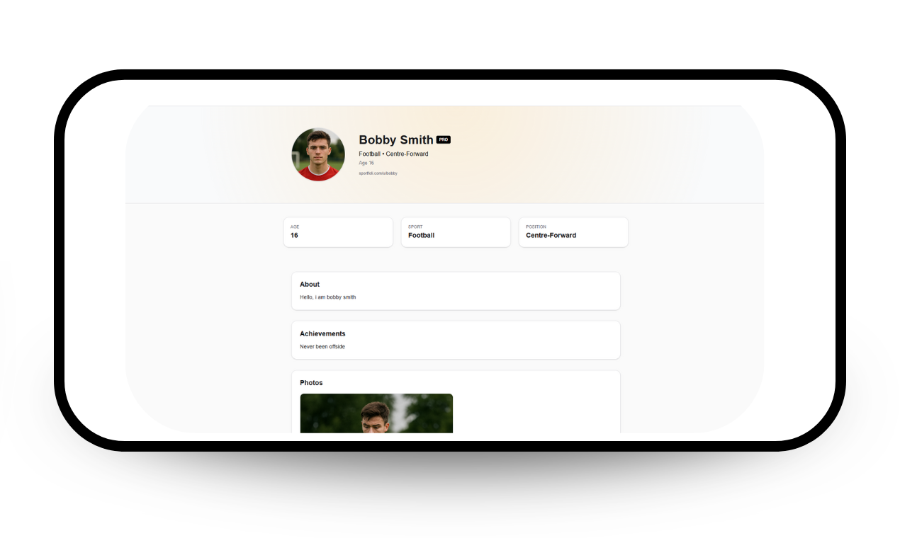 Sportfoli - Screenshot 3 showing product features and functionality