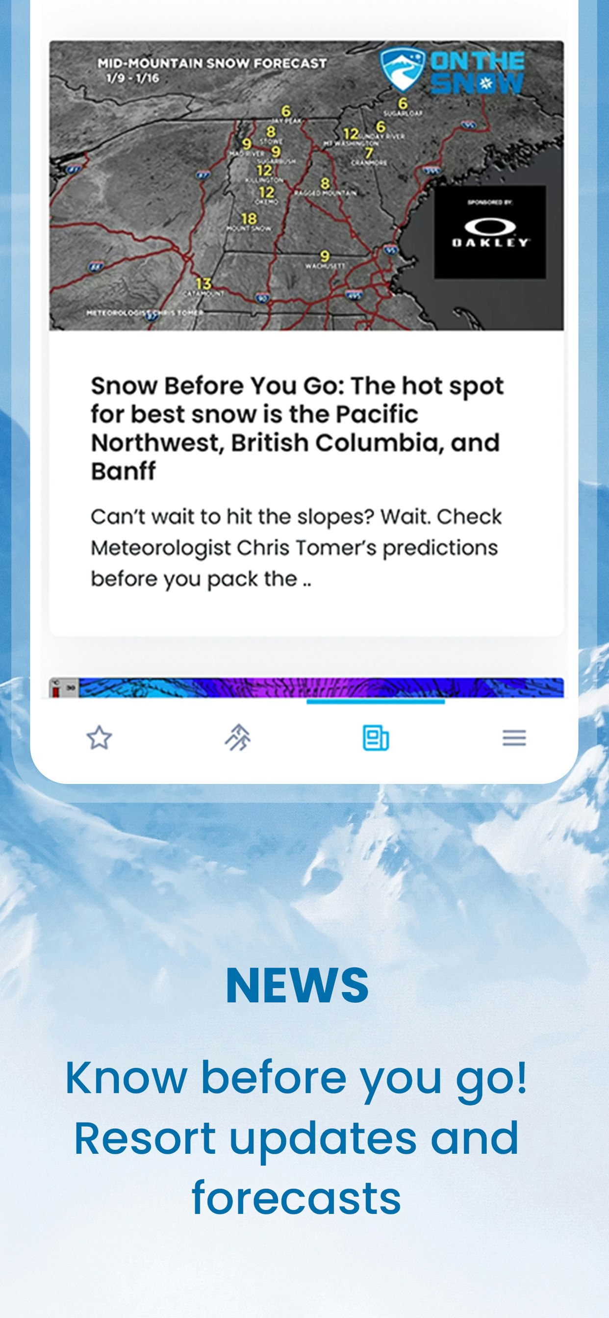 Onthesnow Ski & Snow Report 앱. - 세계에서 가장 다운로드 된 스키 및 스노우 보드 앱 미디어 8