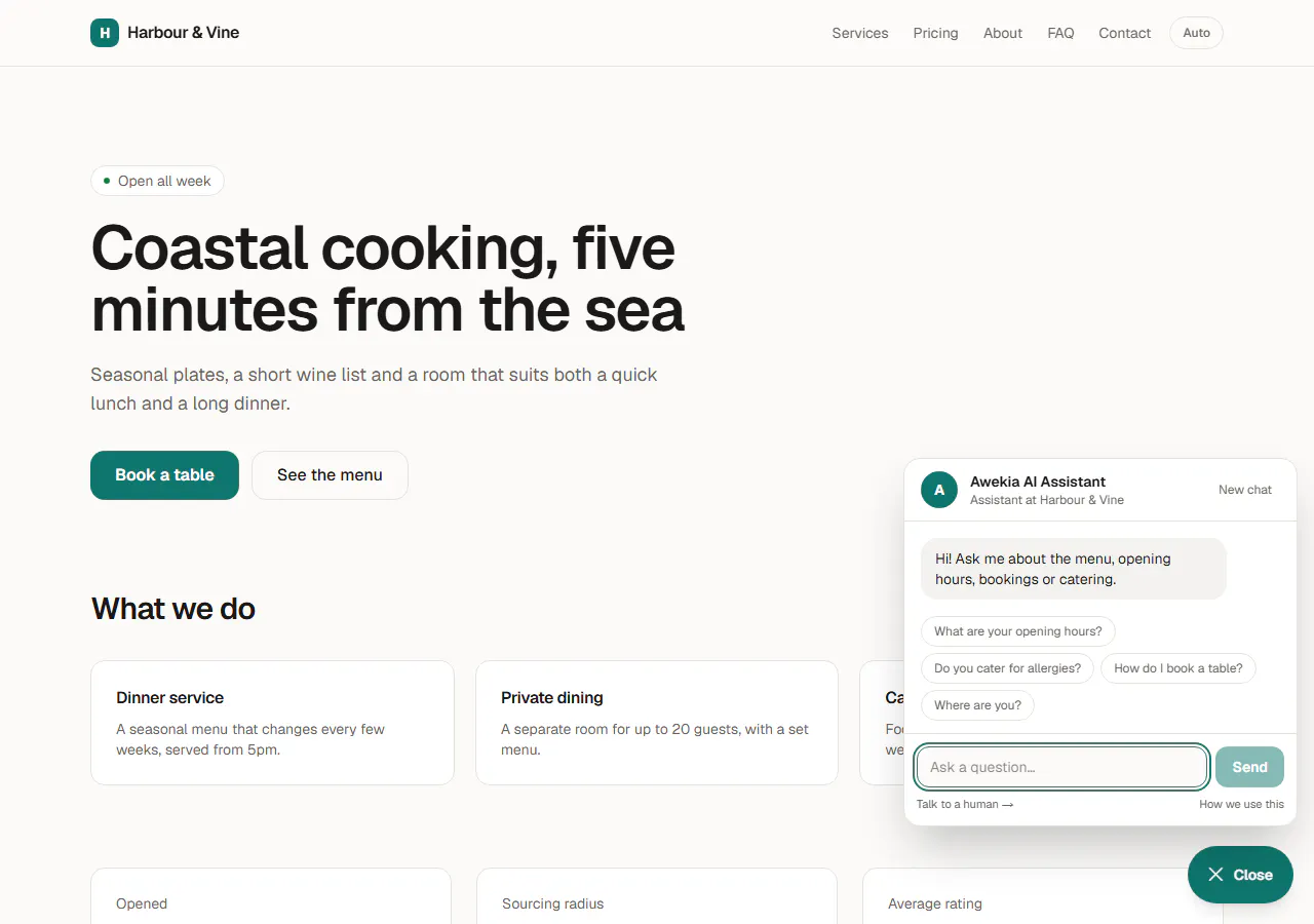Keep visitors with Awekia AI Assistant  gallery image