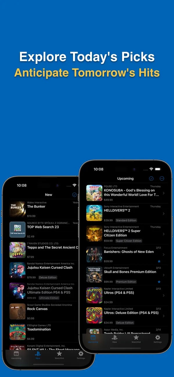 Strix P-コンソールゲームトラッカー - Strix P:新規および今後のPlayStationゲームを追跡するためのアプリ。メディア1