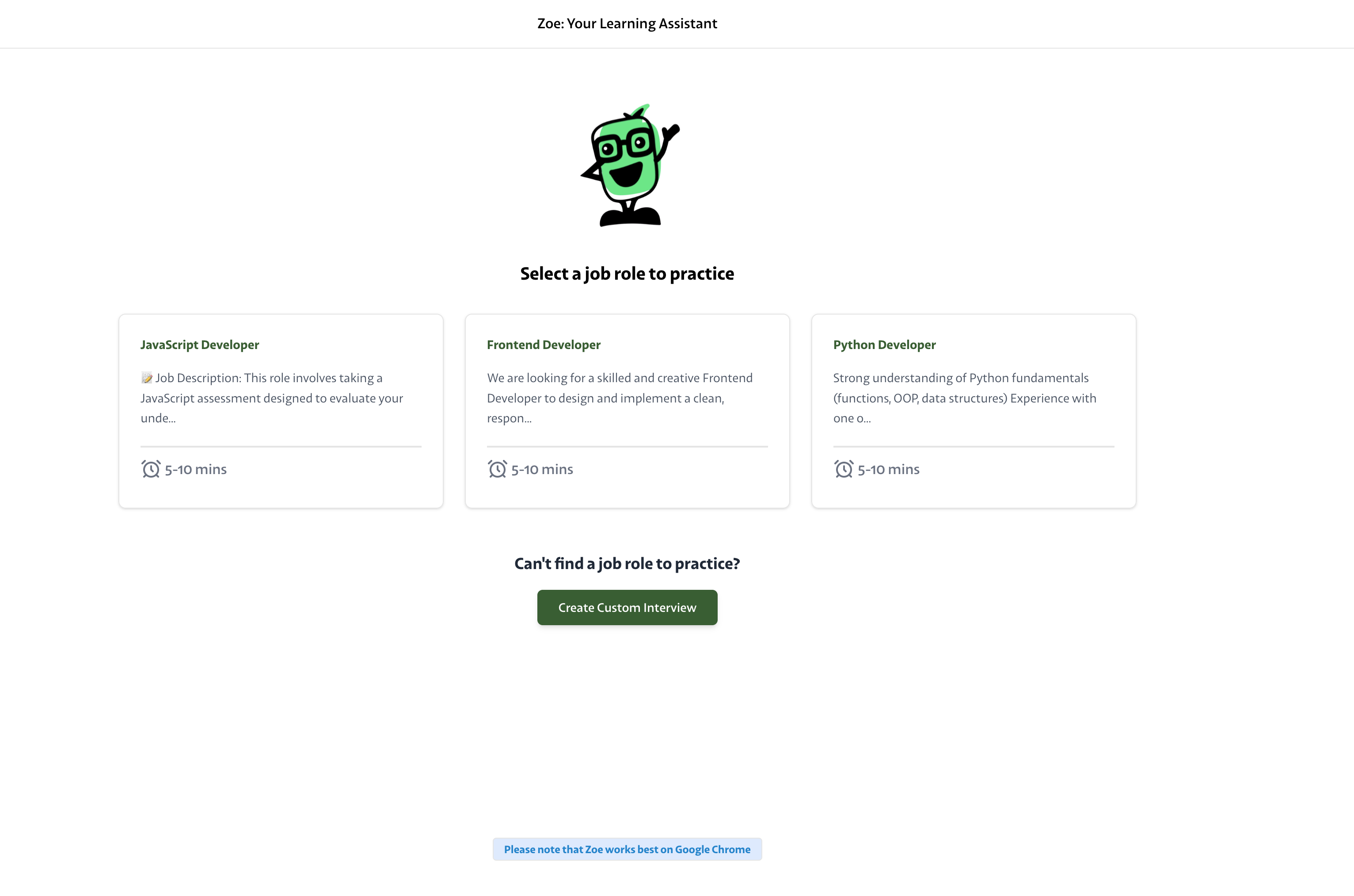 Zoe AI Interview Practice gallery image
