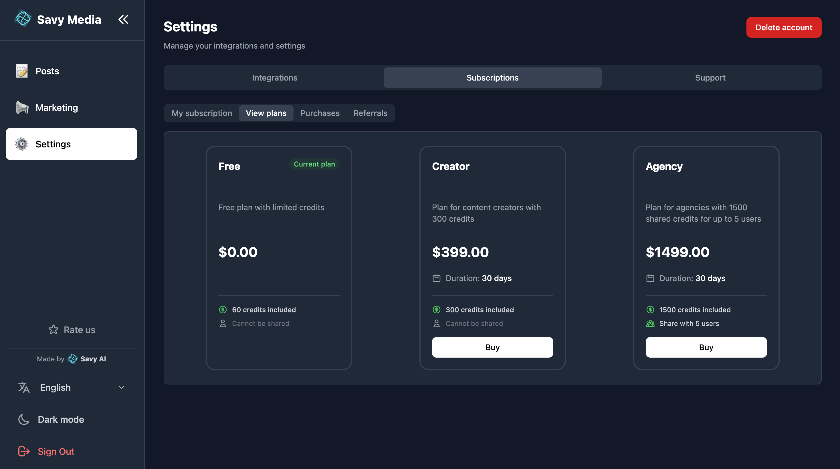 Savy Media - Screenshot 4 showing product features and functionality