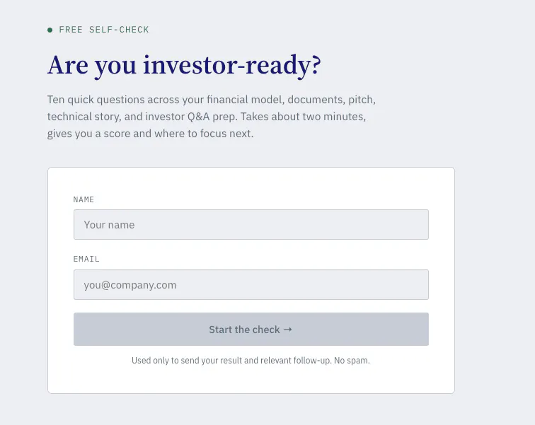 Investor-Ready Self-Check gallery image