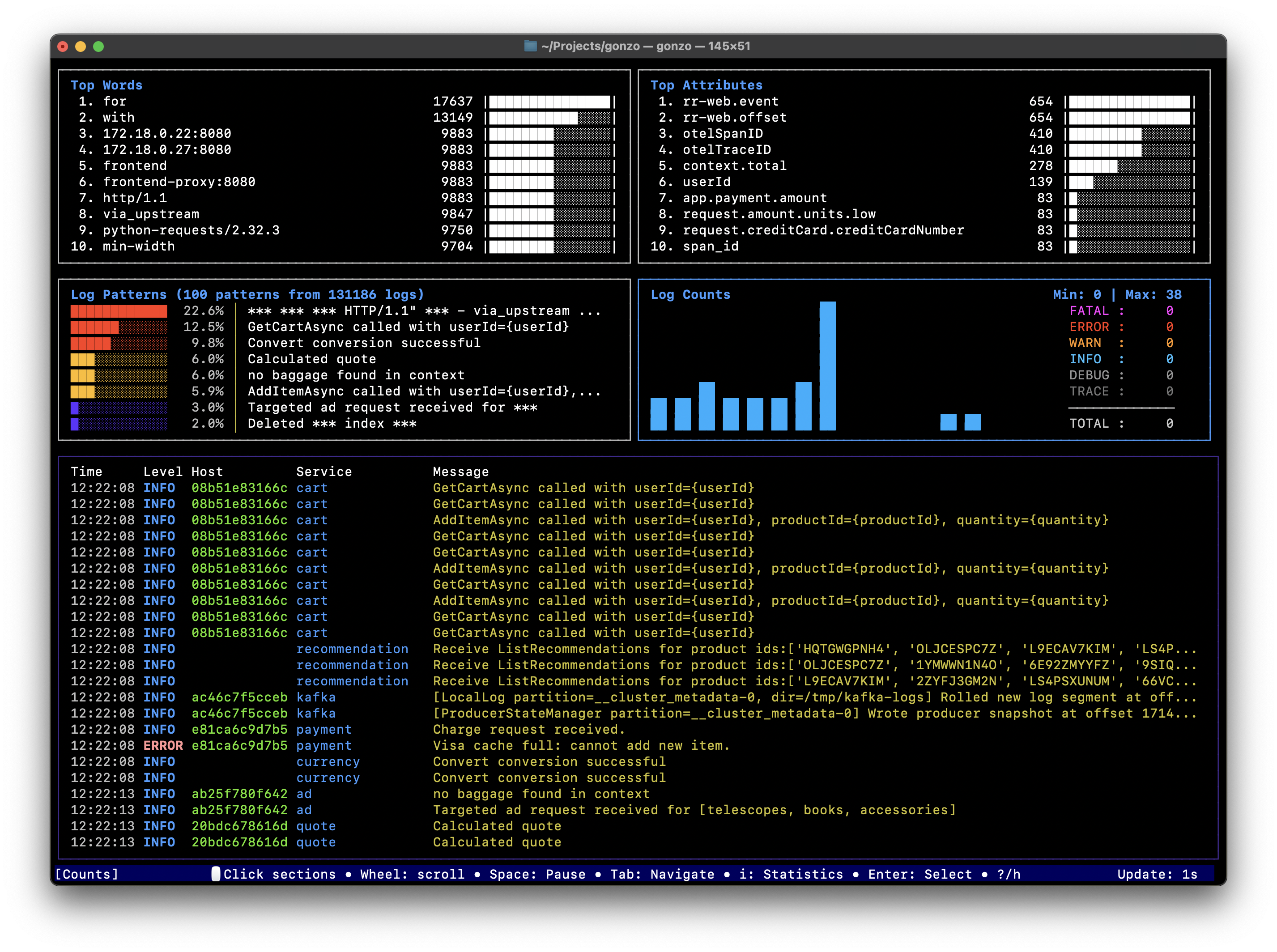 Mídia 2 de Gonzo - Terminal de análise de log em tempo real