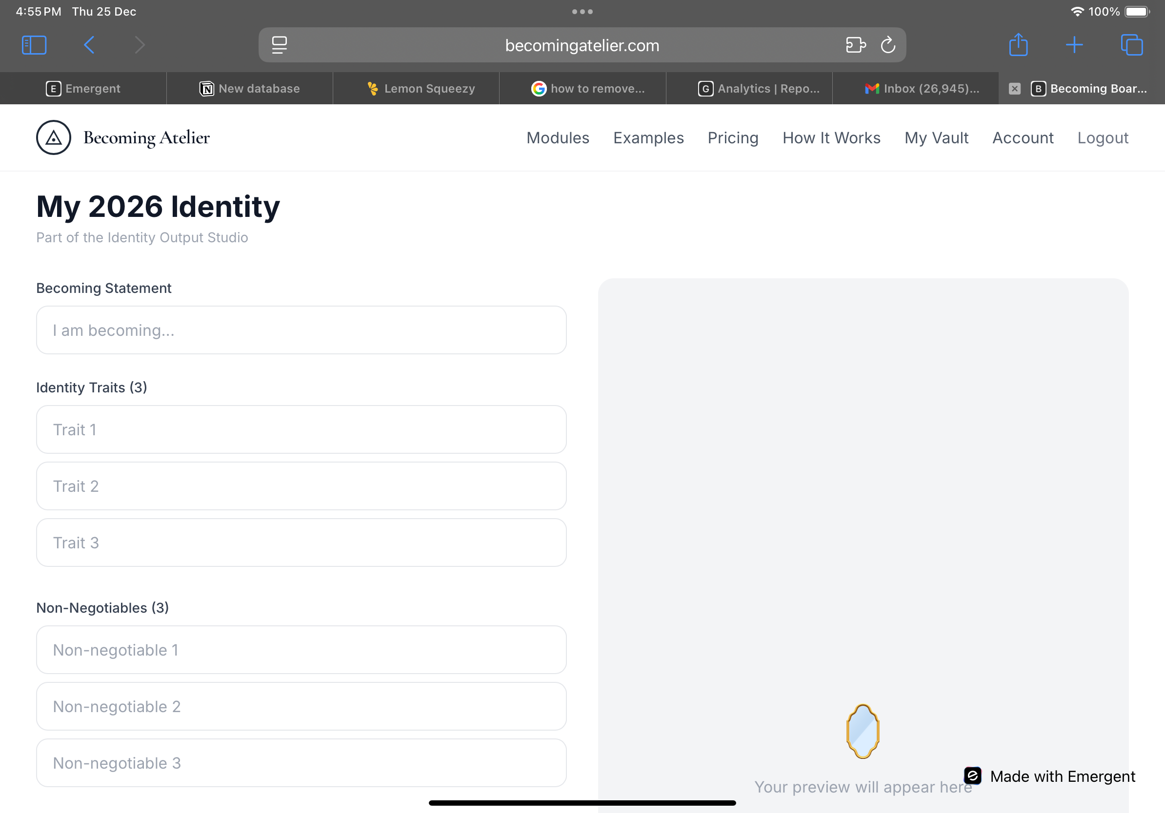 Becoming Atelier - Screenshot 5 showing product features and functionality