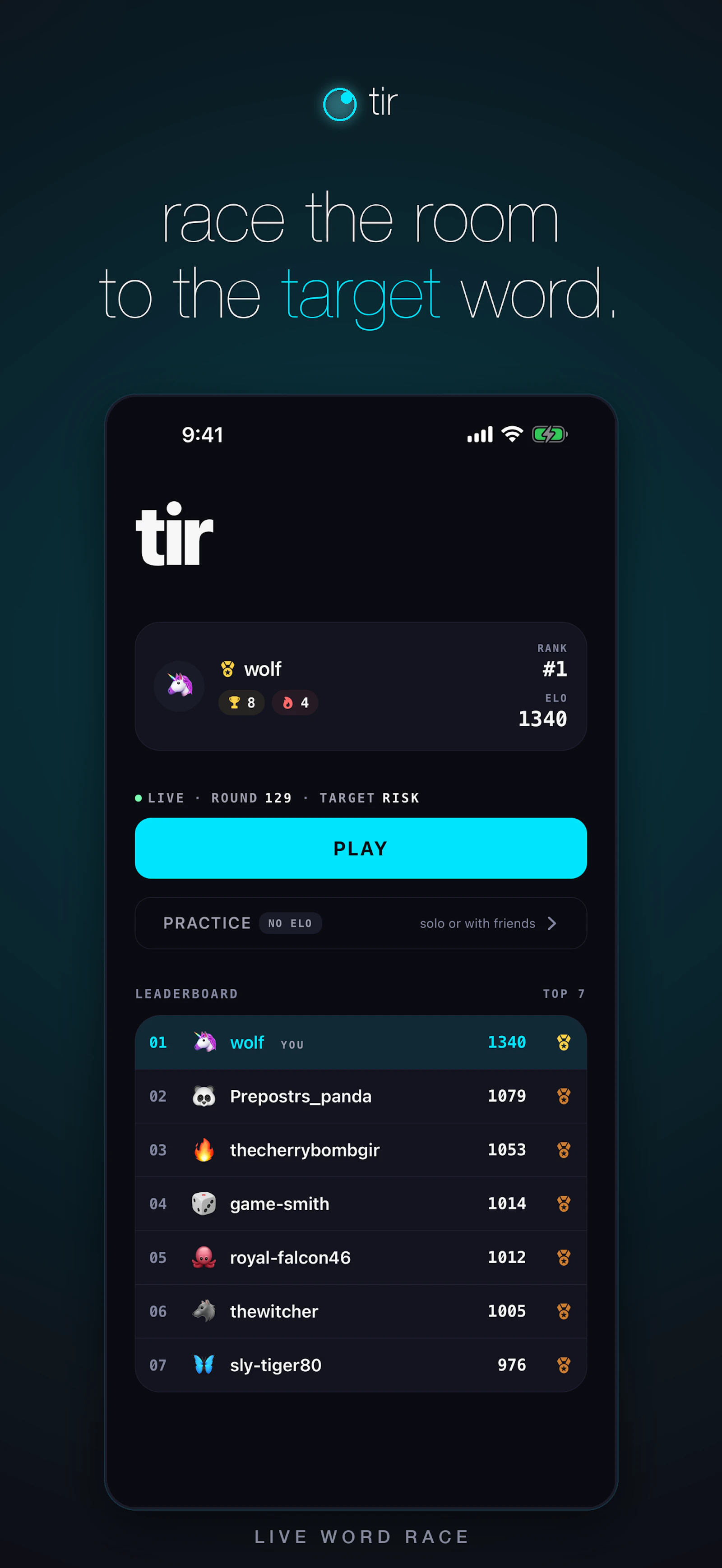 tir · word race screenshot 2