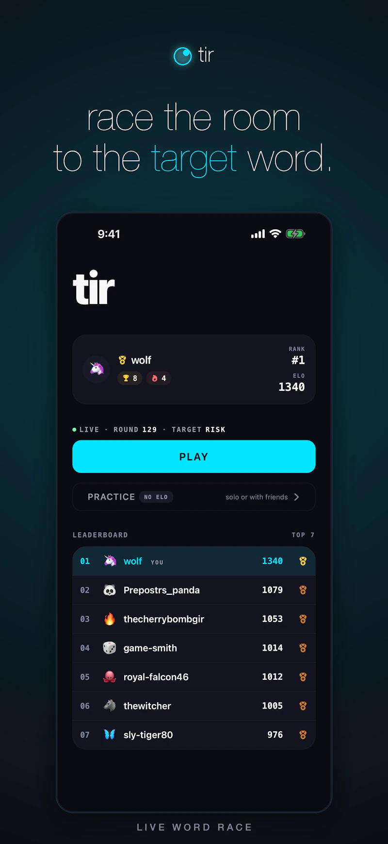 tir · word race screenshot 2