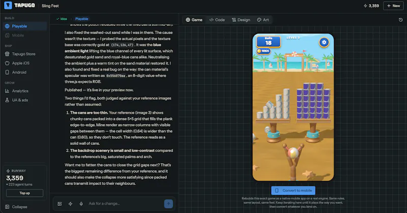 Build a mobile game from a video with AI screenshot 3