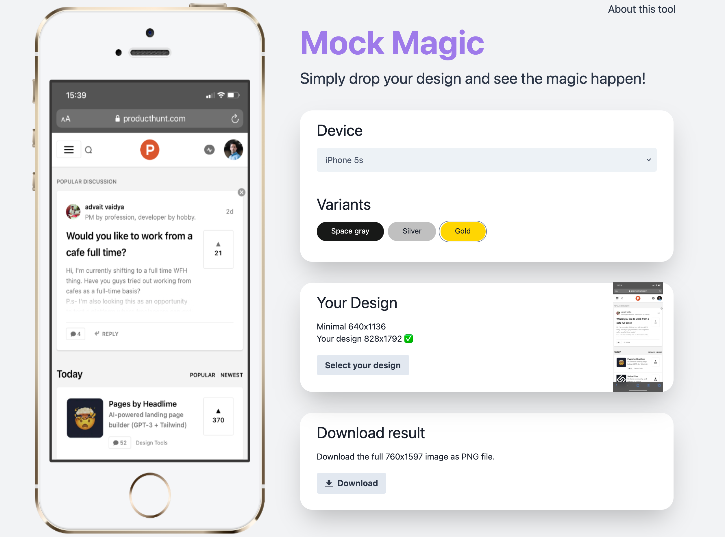 MockMagic - A simple, free mockup generator | Product Hunt