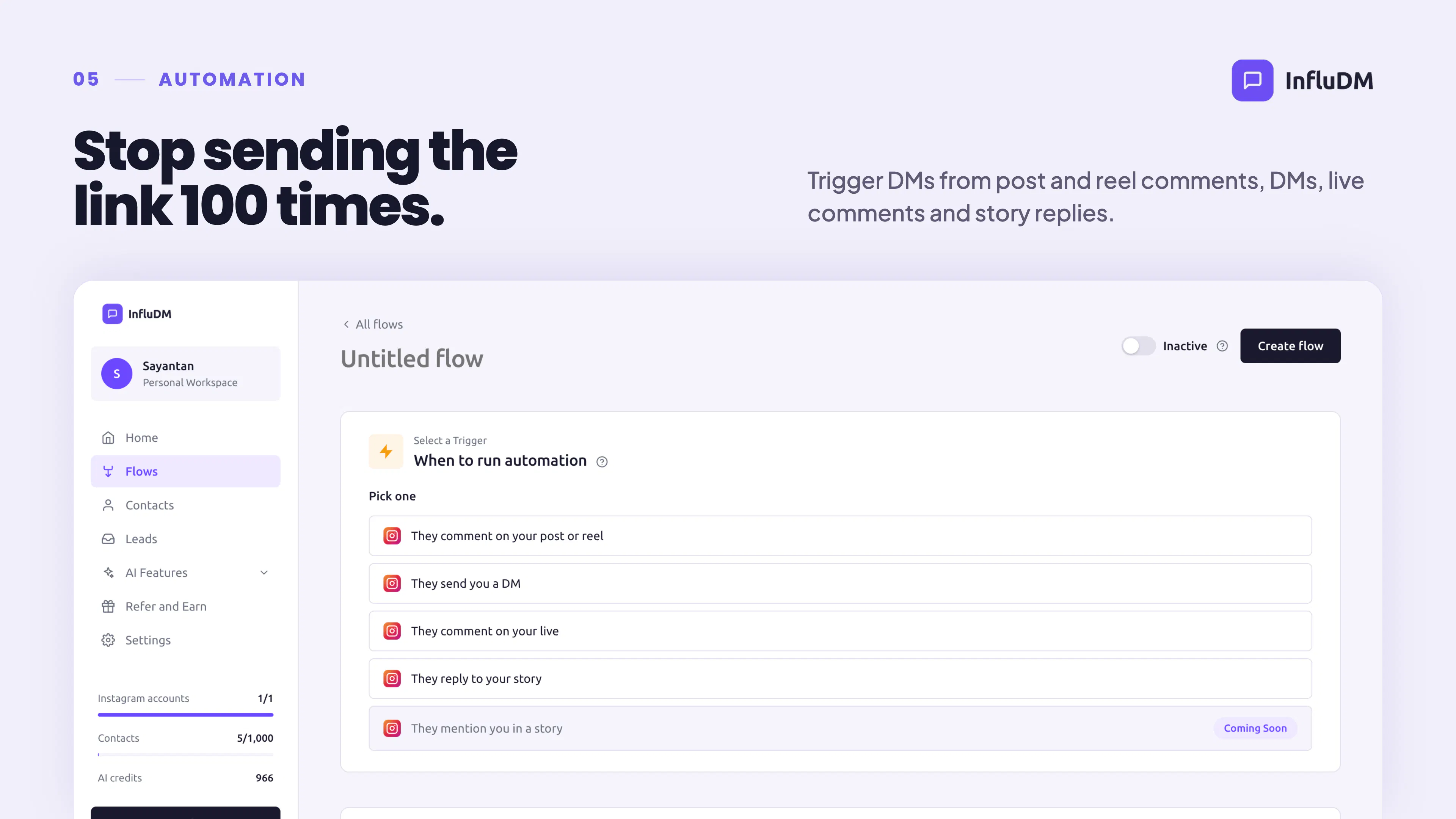 InfluDM: AI Instagram Automation gallery image