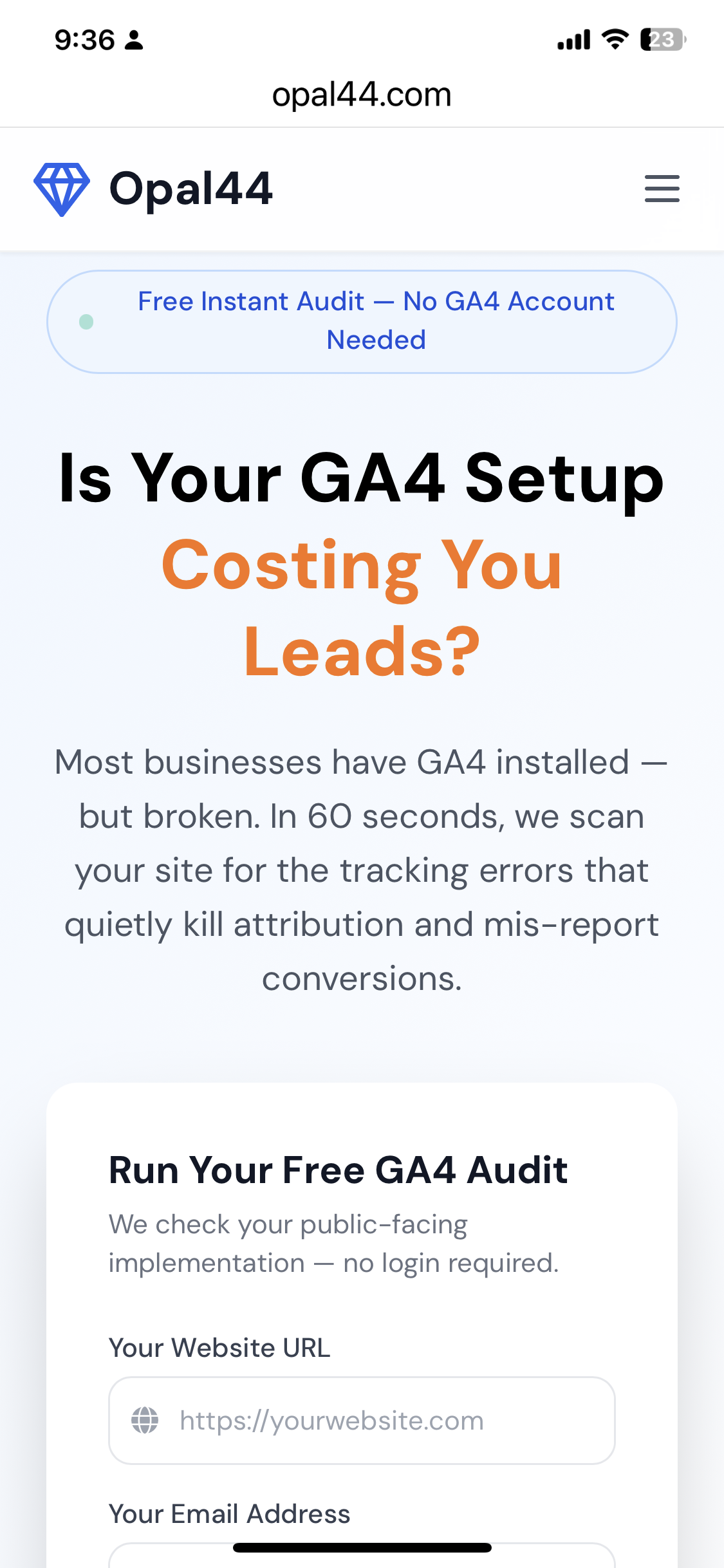Opal44 Free Google Analytics Audit