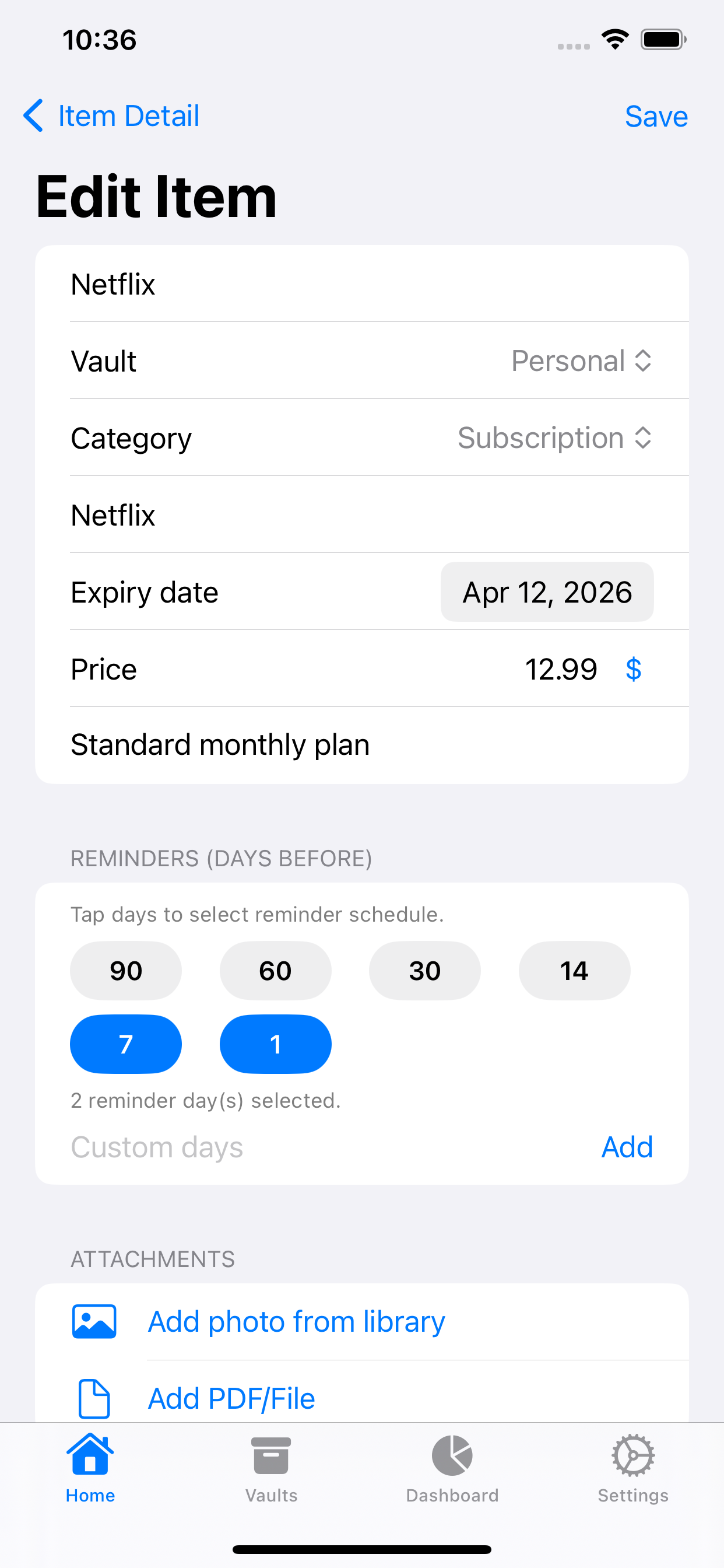 Renewal Vault - Screenshot 3 showing product features and functionality