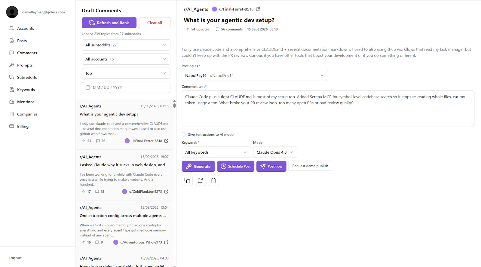 Pigbam — Reddit Marketing Automatization screenshot 3